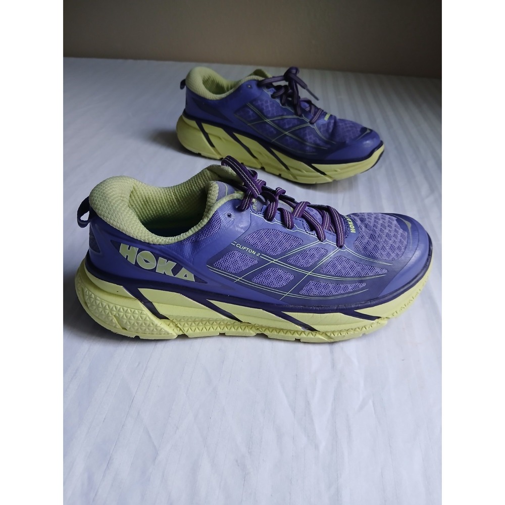 Hoka One One Women's Purple and Yellow Running Shoes